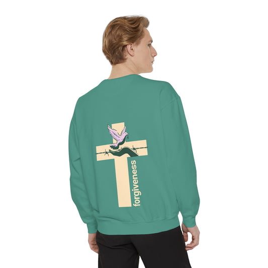 Agape Green Unisex Garment-Dyed Sweatshirt